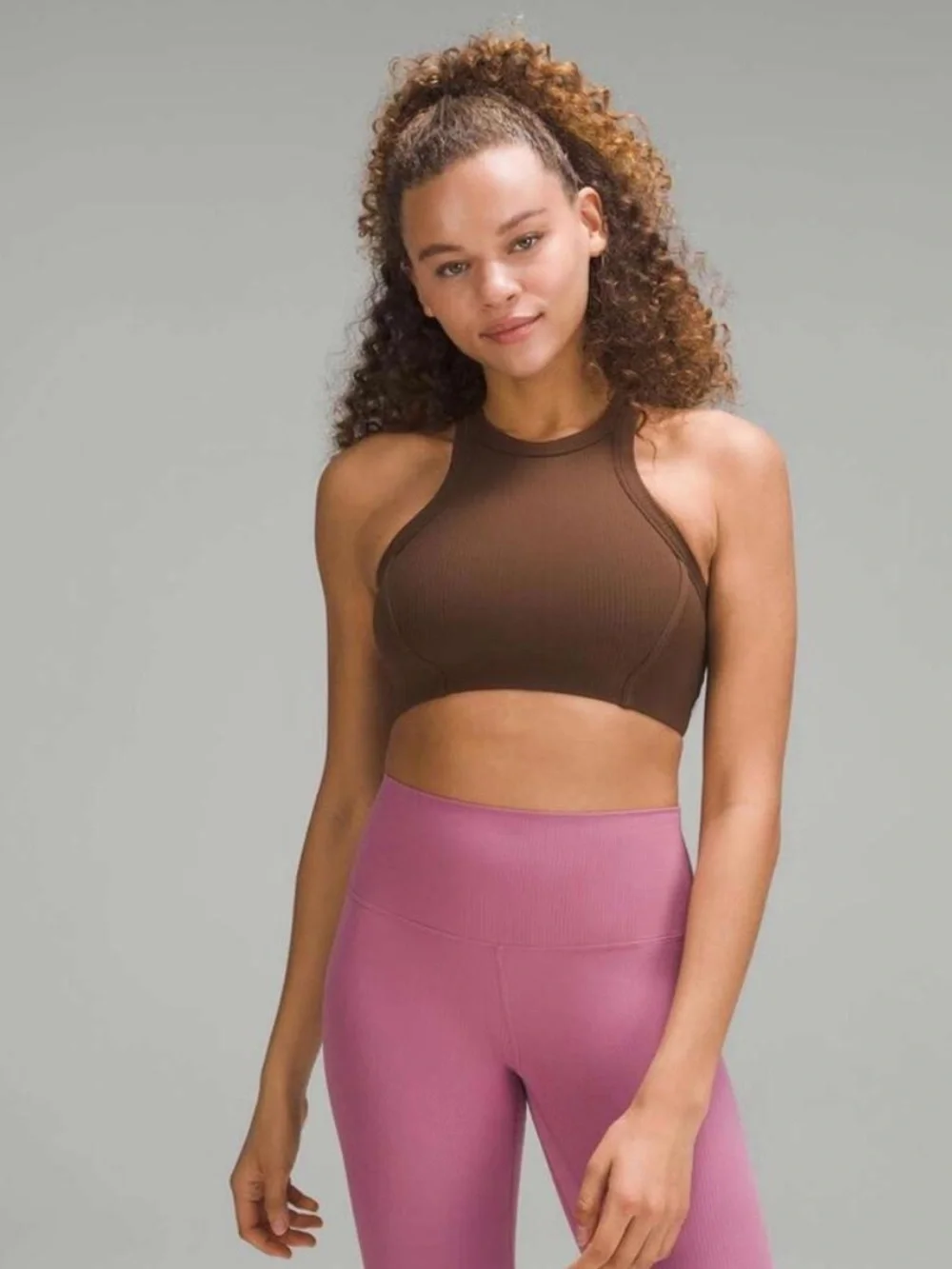 Lululemon | Ribbed Nulu High-Neck Yoga Bra | Java Brown | Size: 8
